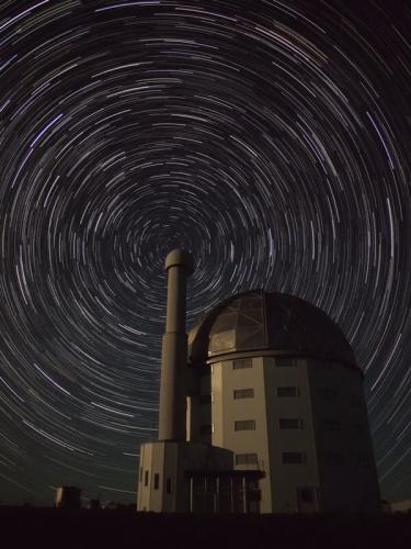 STAR TRAILS OVER SALT